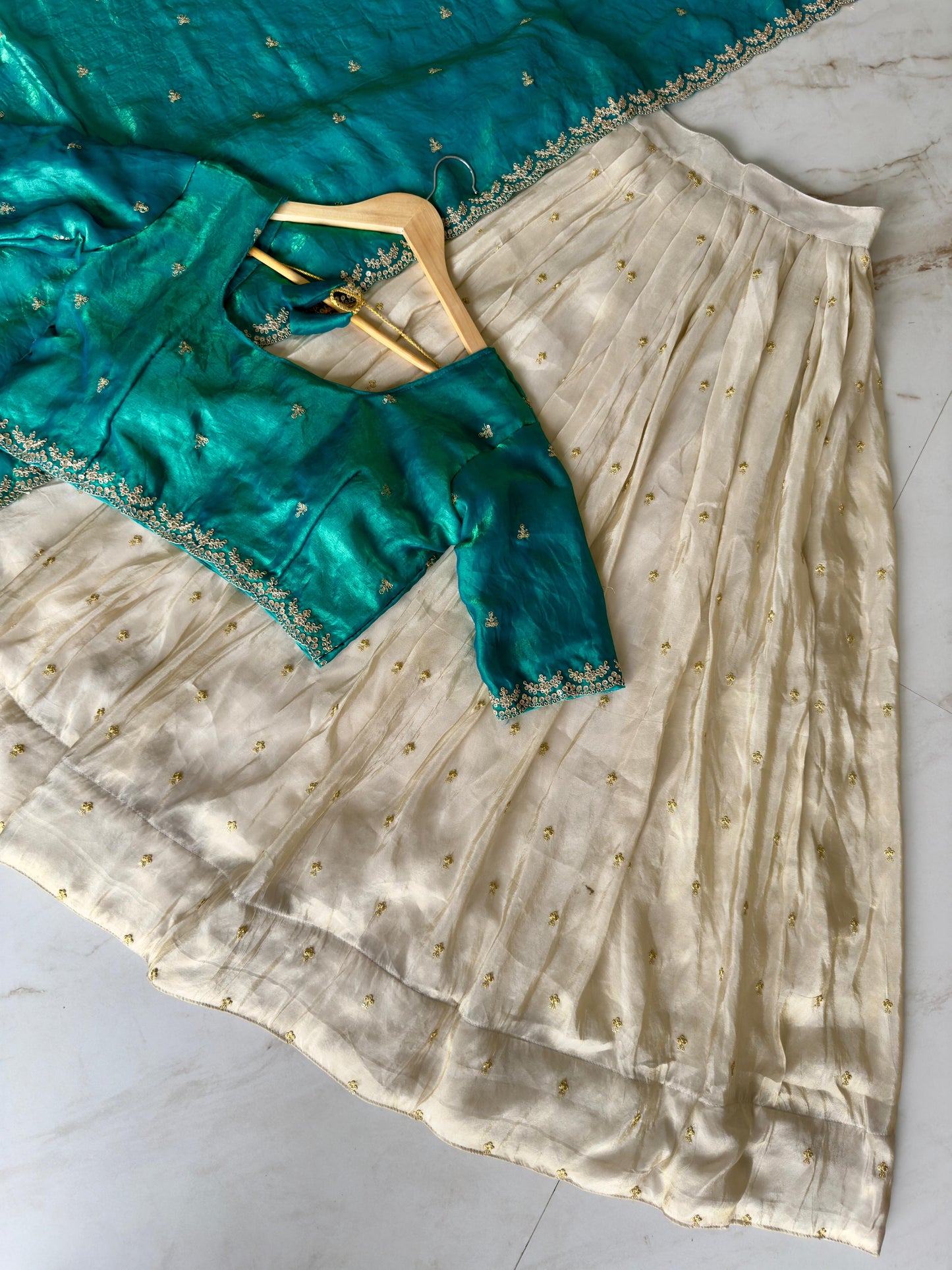 Viscose Zari Tissue Silk Gold Zari Lehenga