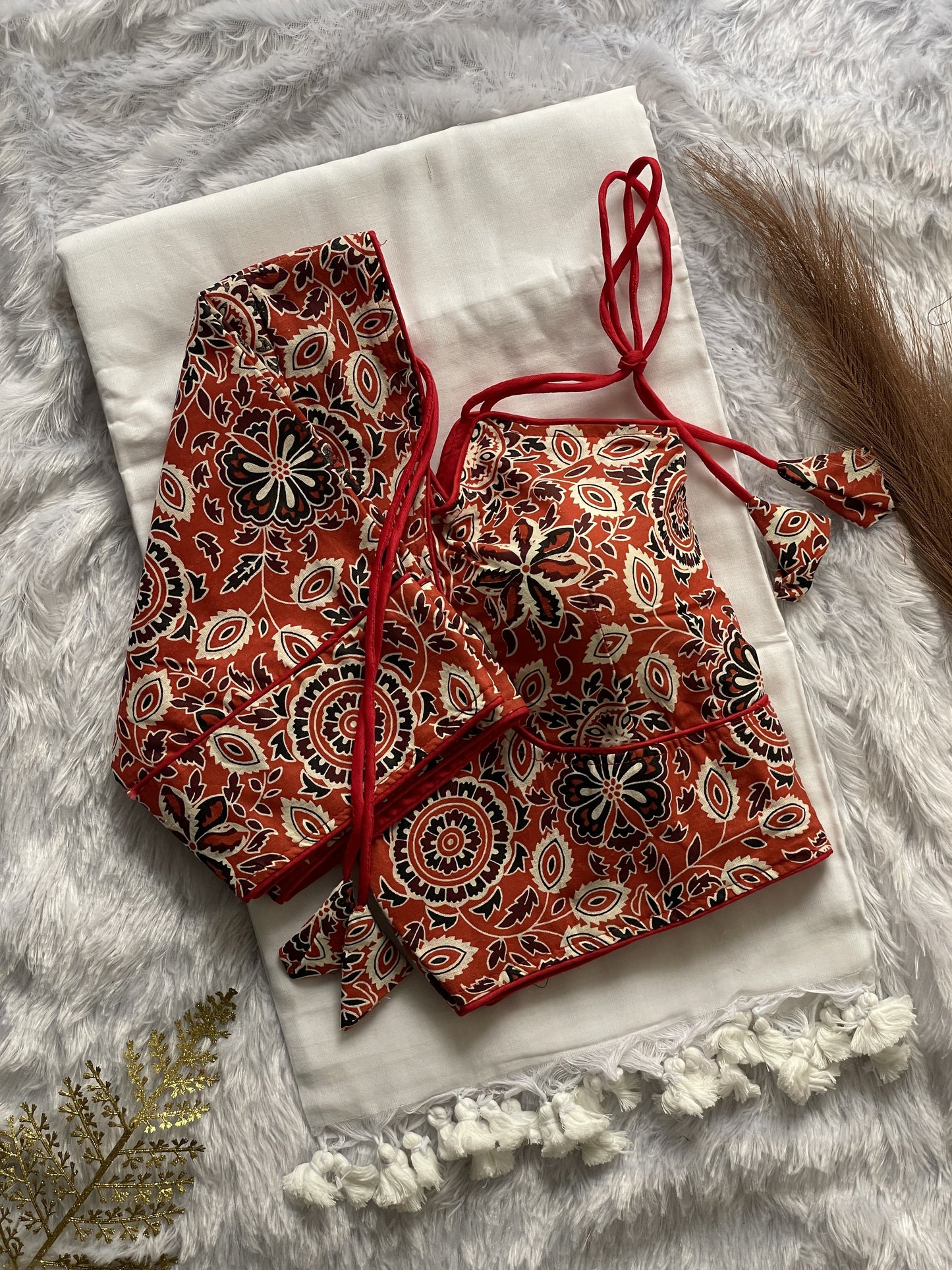 Khadi Cotton Silk Saree with Blouse