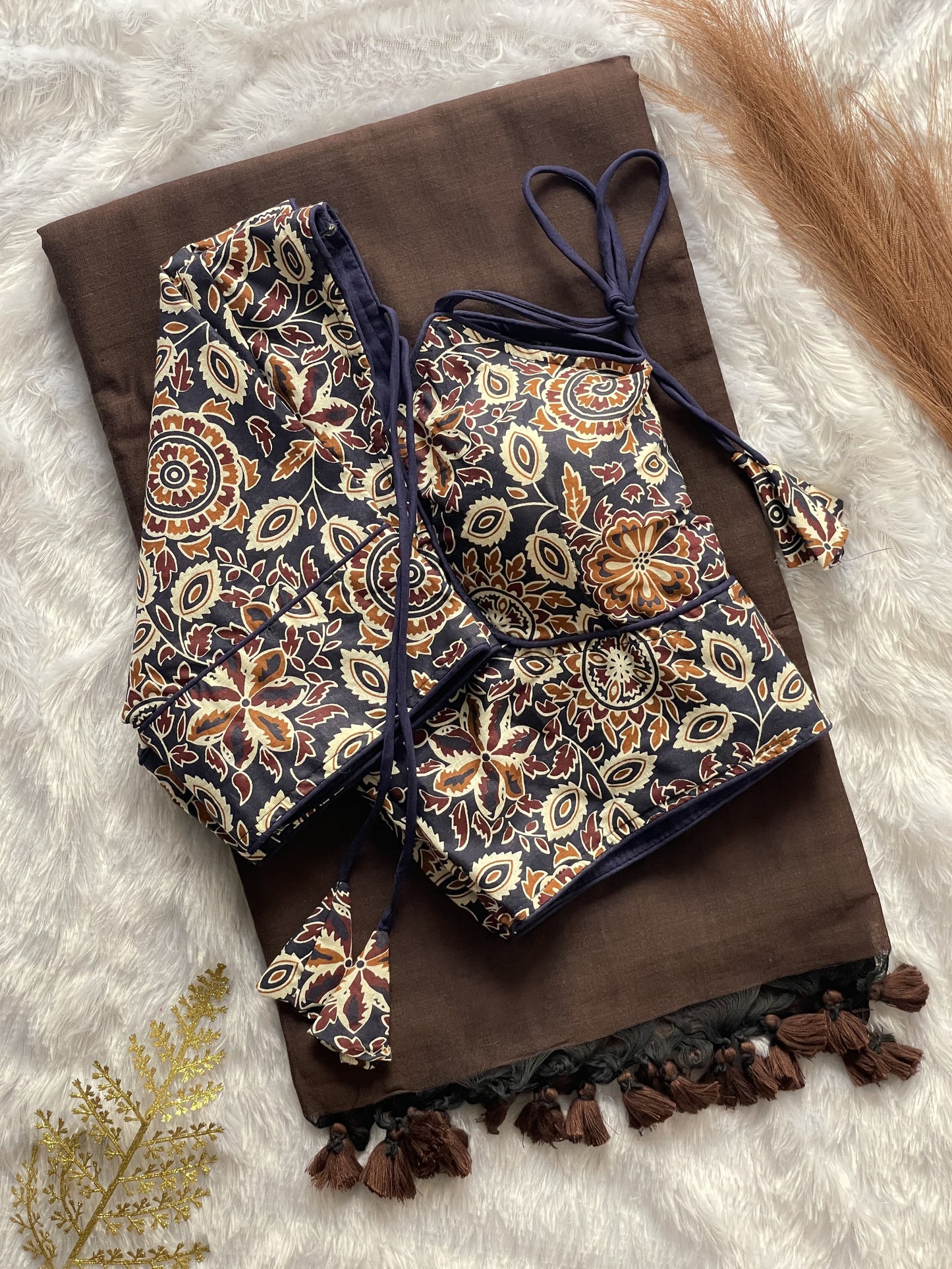 Khadi Cotton Silk Saree with Blouse