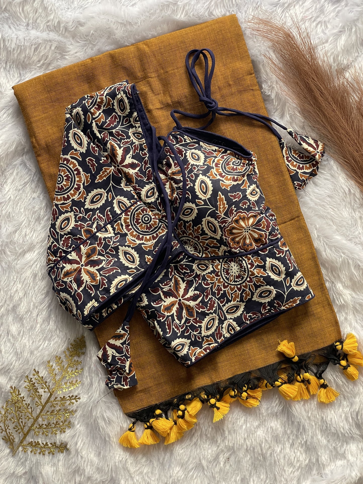 Khadi Cotton Silk Saree with Blouse