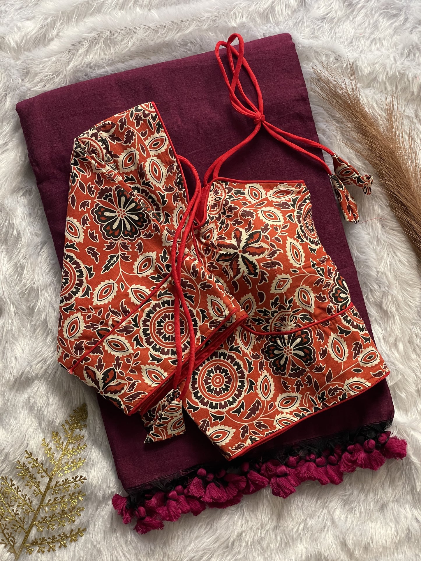 Khadi Cotton Silk Saree with Blouse