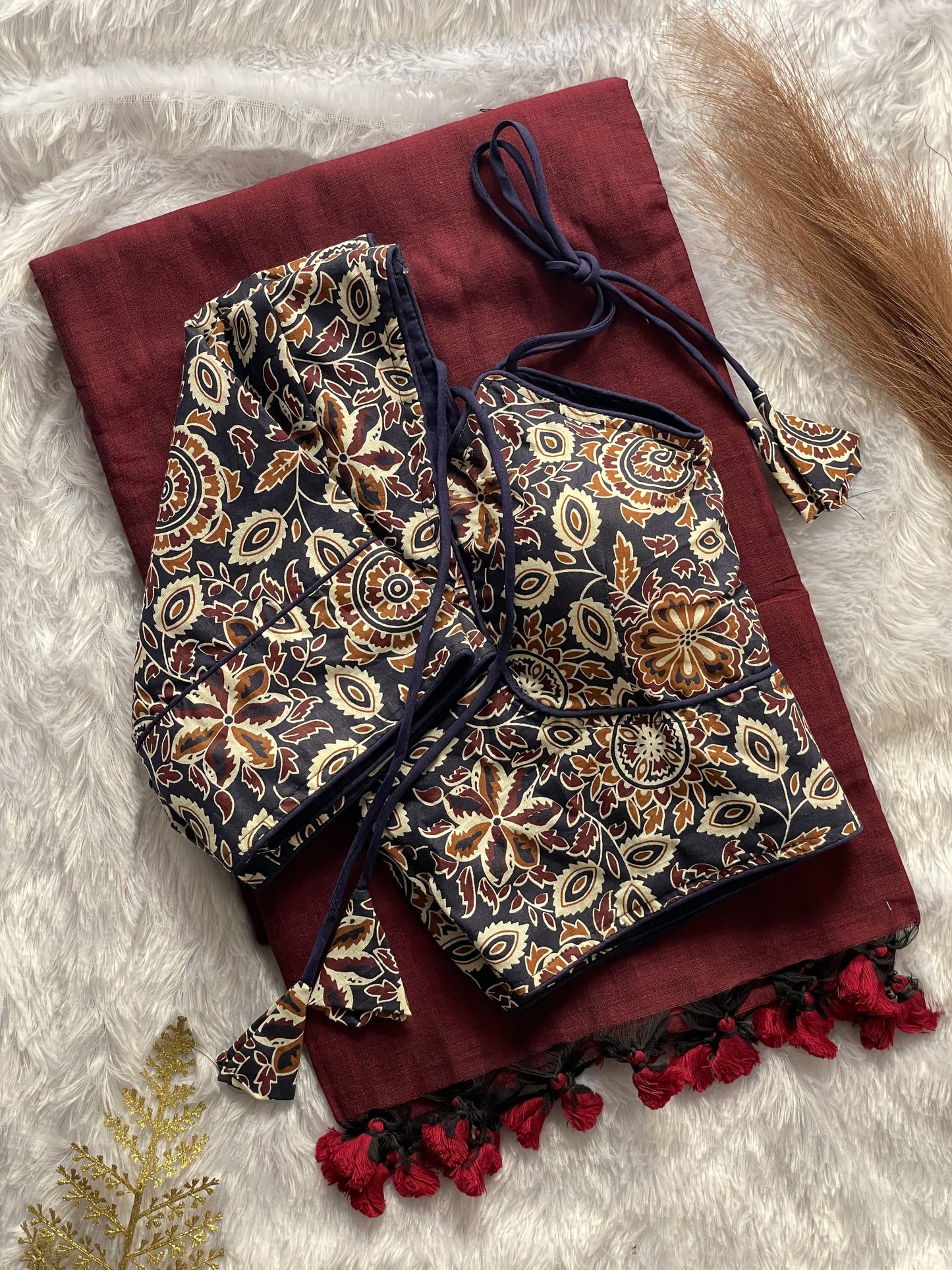 Khadi Cotton Silk Saree with Blouse