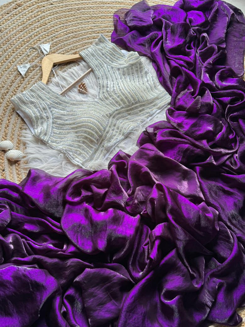 Heavy Soft Space Silk Saree with Pearl Blouse