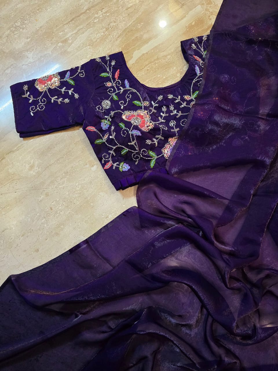 Space Silk with running handwork