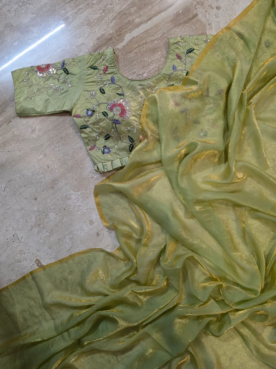 Space Silk with running handwork