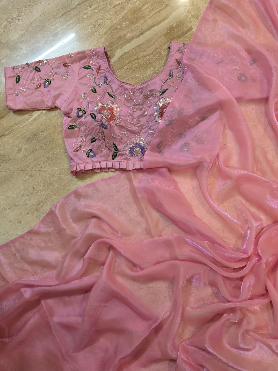 Space Silk with running handwork