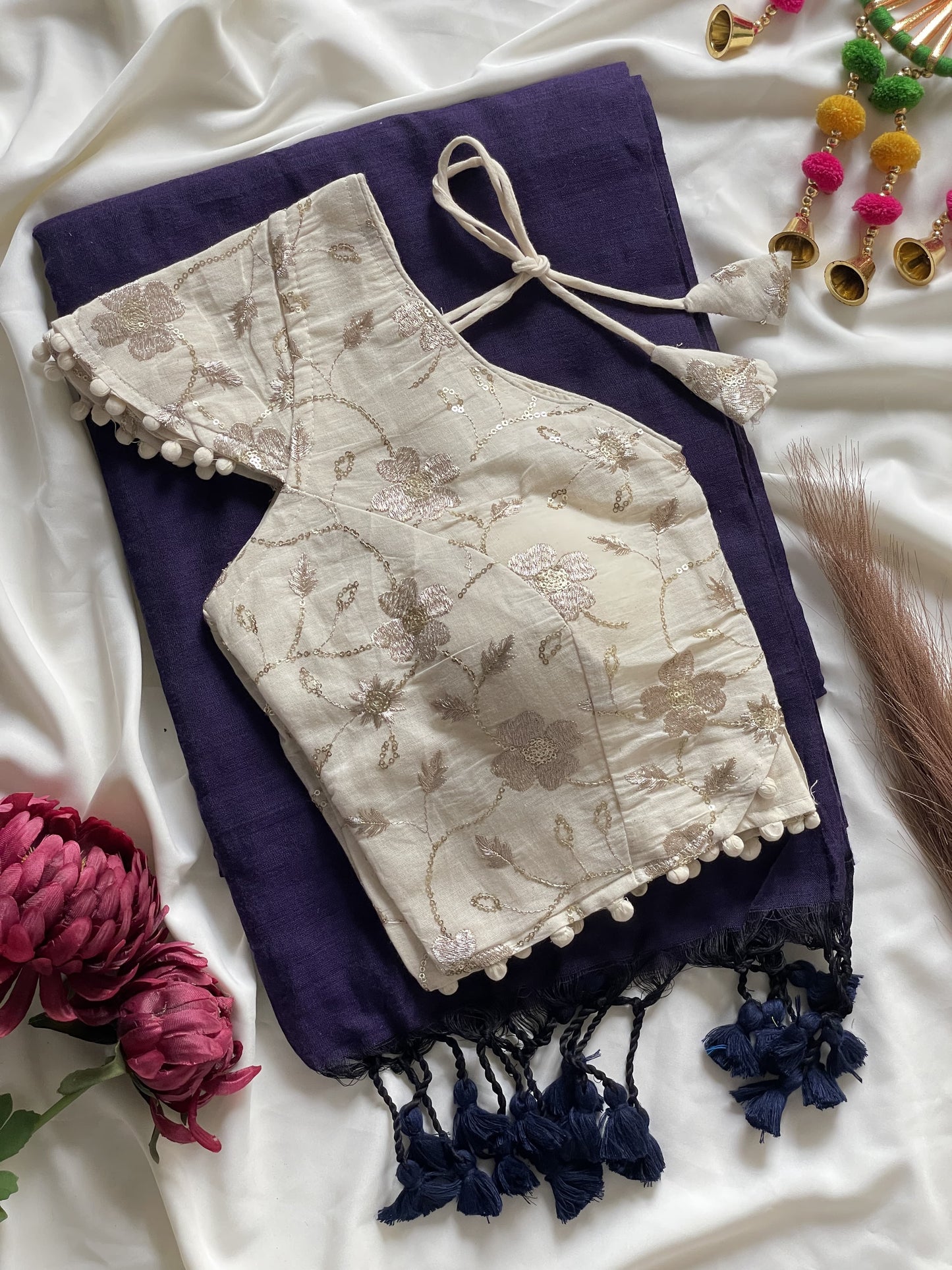 Khadi Cotton Saree with Heavy Khadi Cotton Blouse