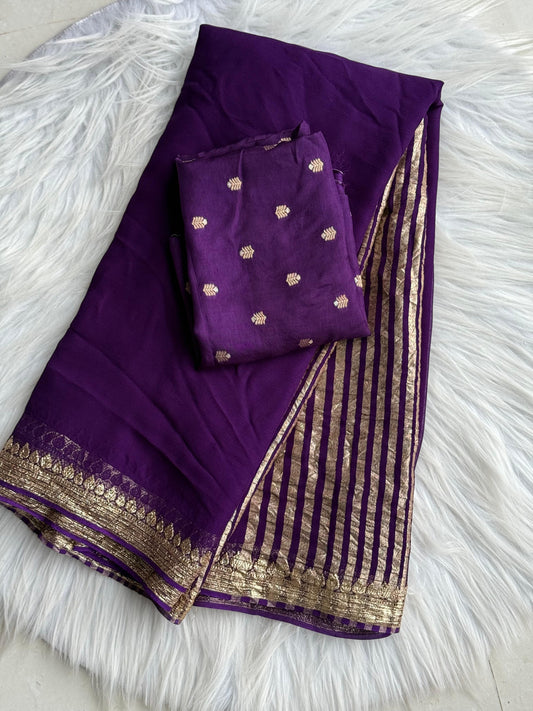 Pure Viscose Georgette with Matching Pallu