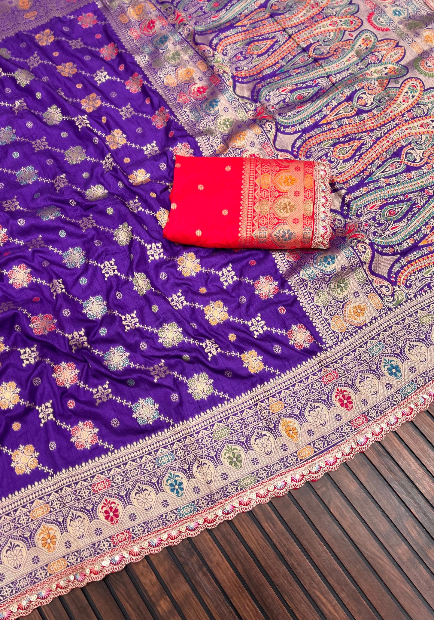 Hand-Dyed Saree with Elegant Detailing