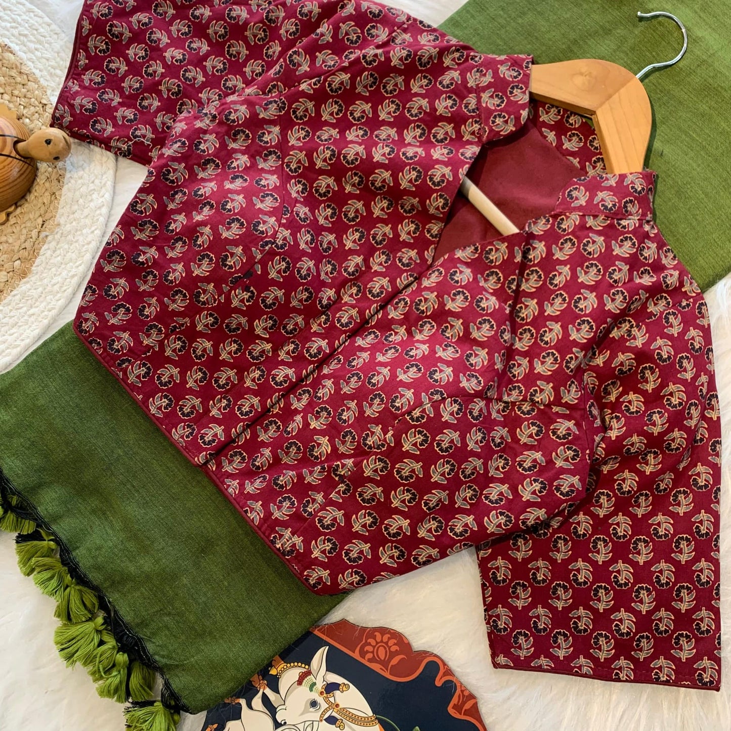 Khadi Cotton Saree with Tassel Border & Designer Blouse