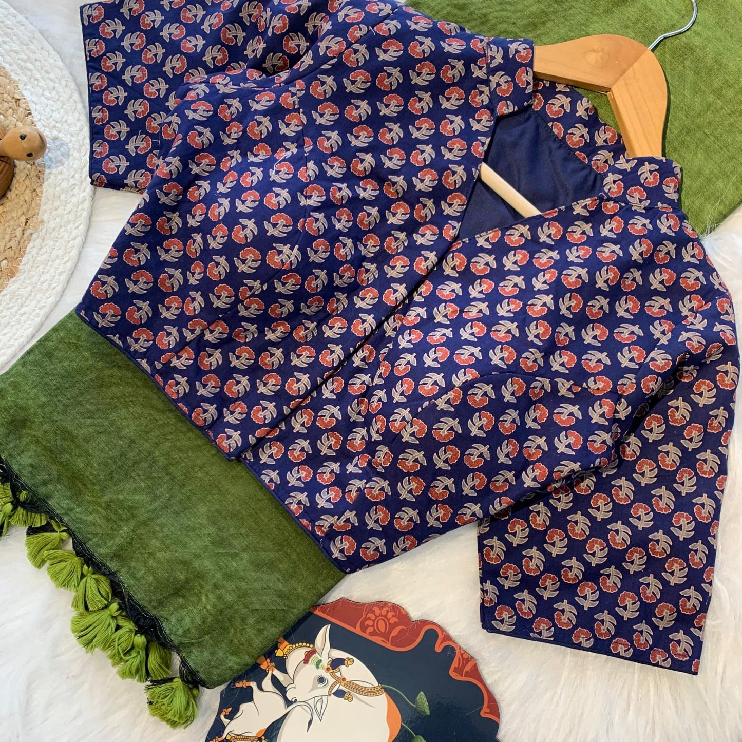 Khadi Cotton Saree with Tassel Border & Designer Blouse