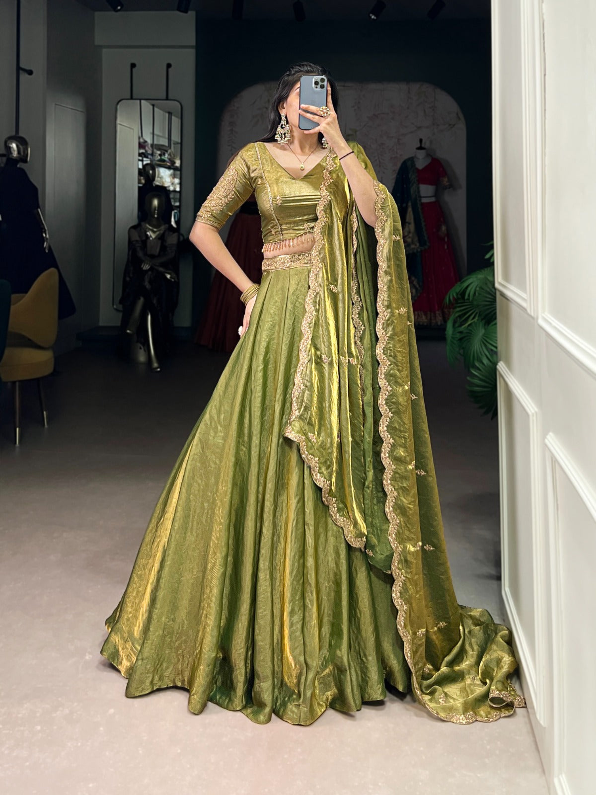Pastel Lehenga Choli with Gold Lace Detailing