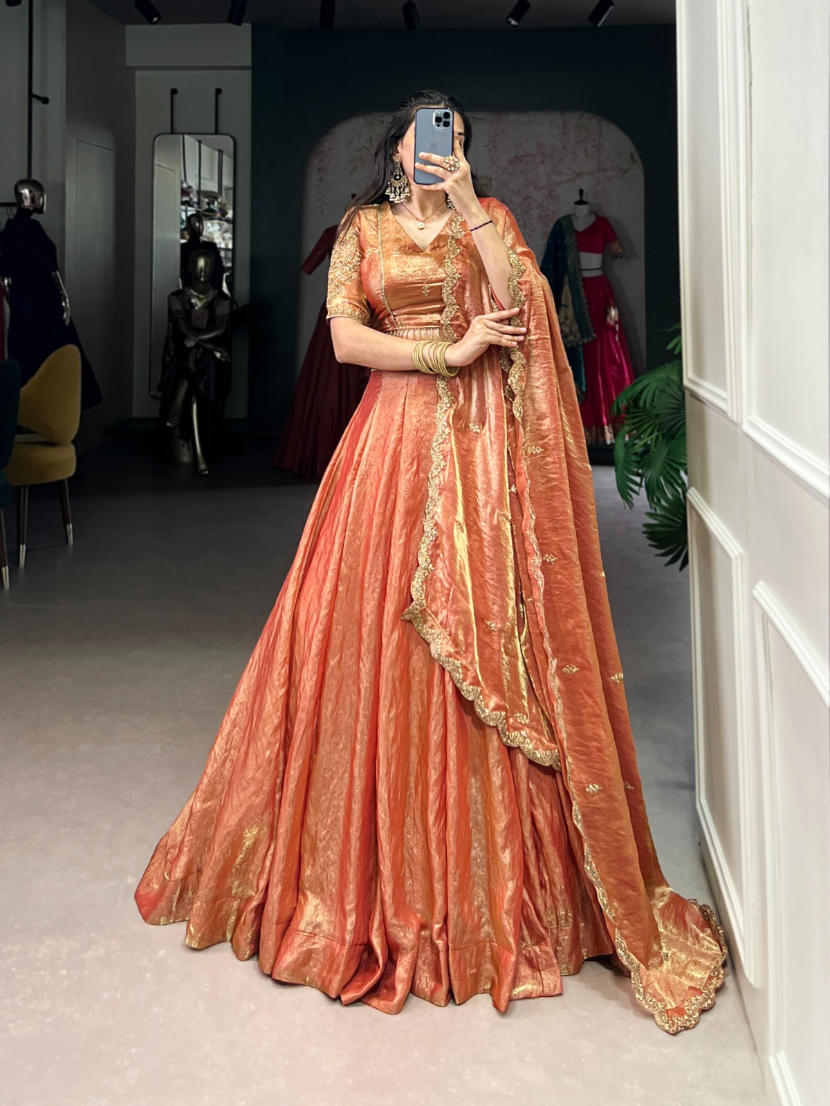 Pastel Lehenga Choli with Gold Lace Detailing