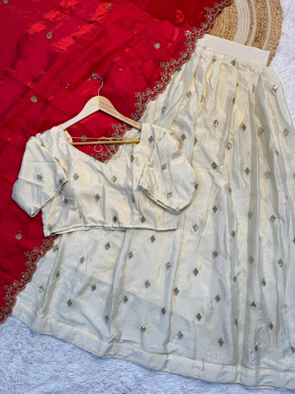 3-in-1 Concept Lehenga Set in Space & Chinon Silk