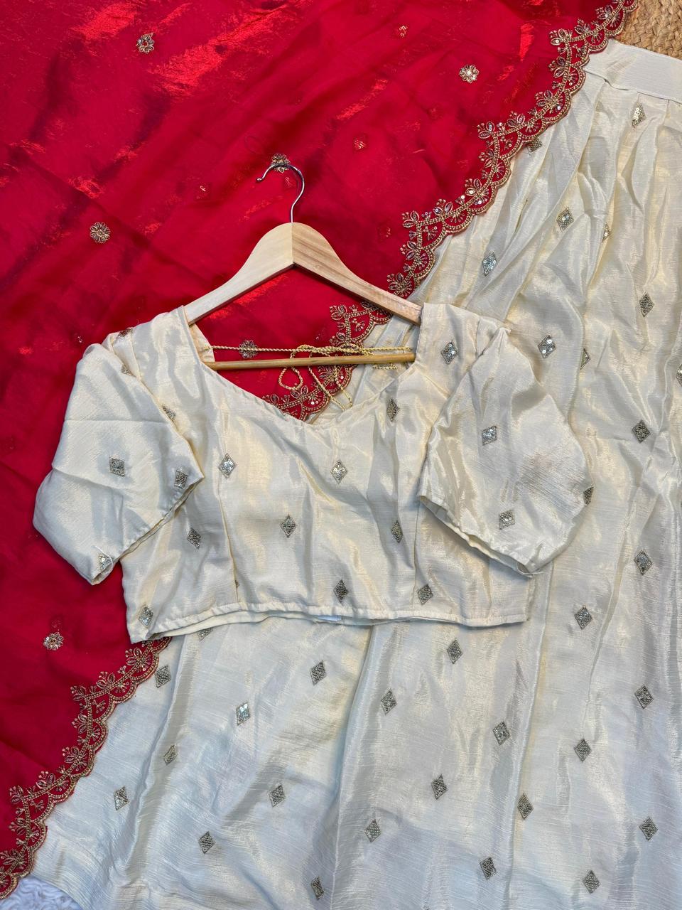 3-in-1 Concept Lehenga Set in Space & Chinon Silk