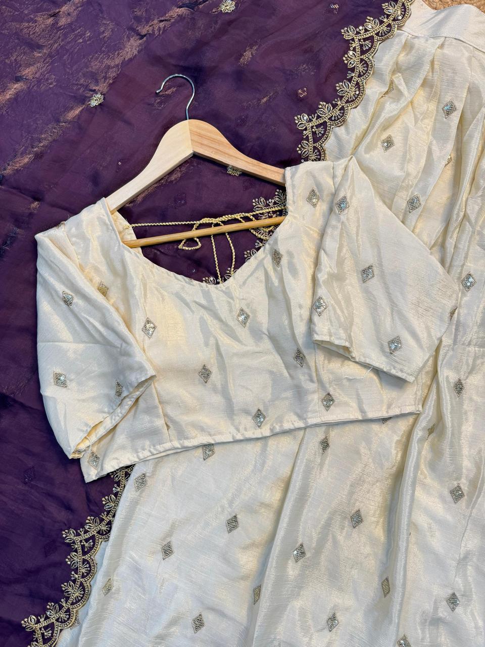 3-in-1 Concept Lehenga Set in Space & Chinon Silk