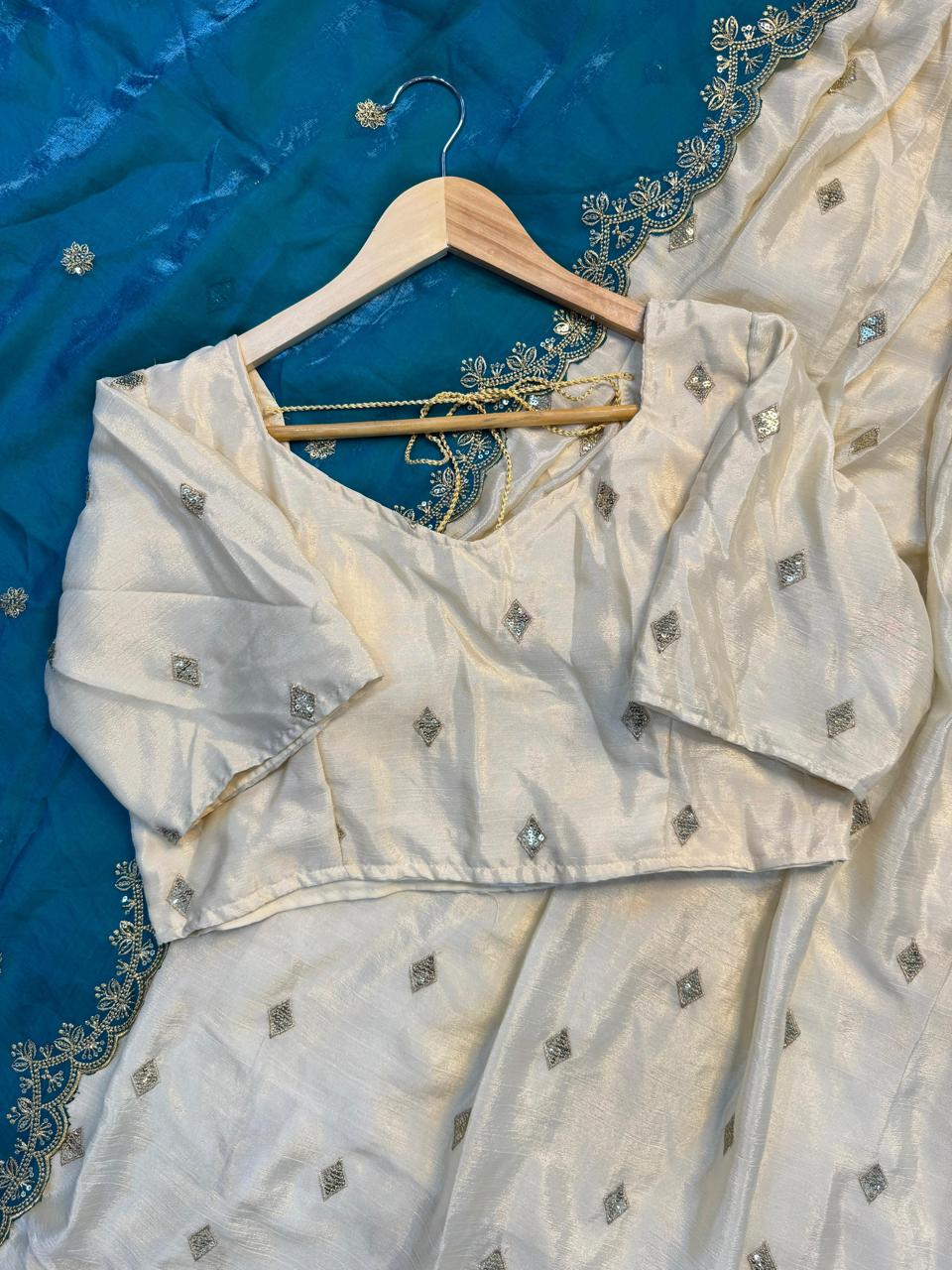 3-in-1 Concept Lehenga Set in Space & Chinon Silk