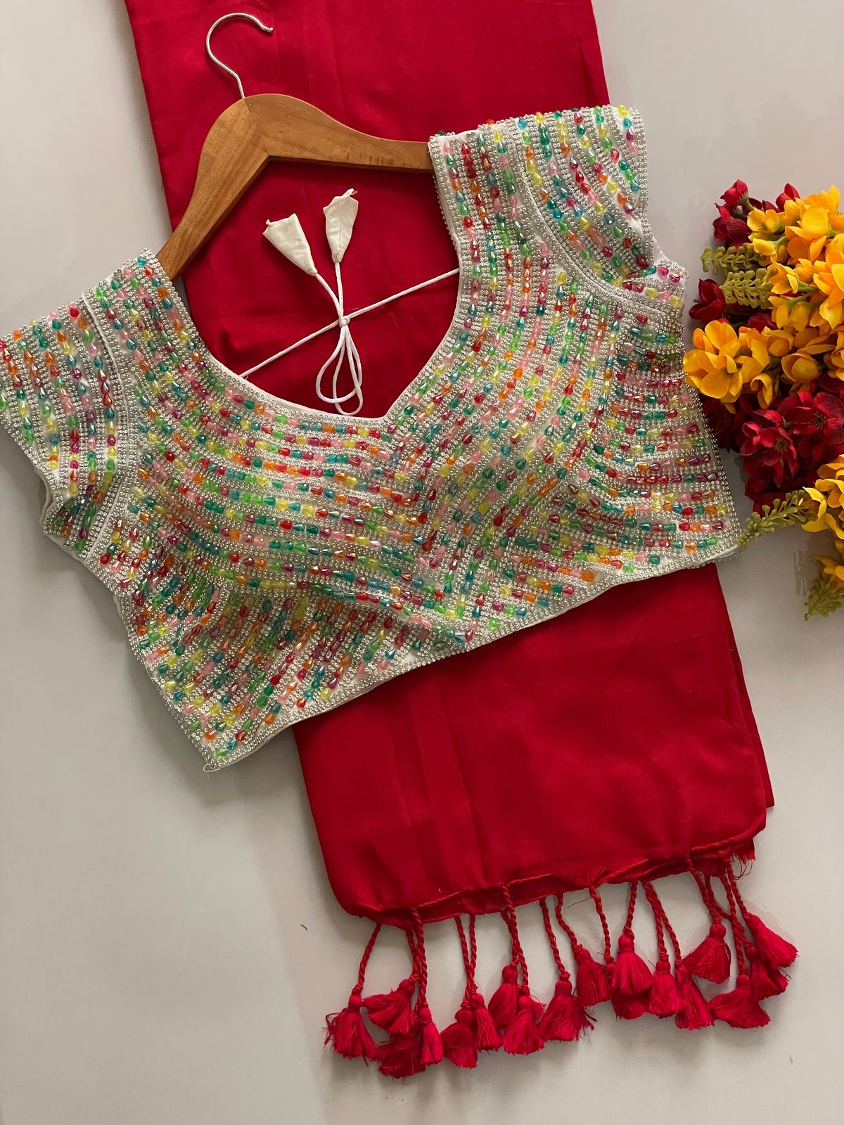 Khadi Cotton Saree with Tassels on Border