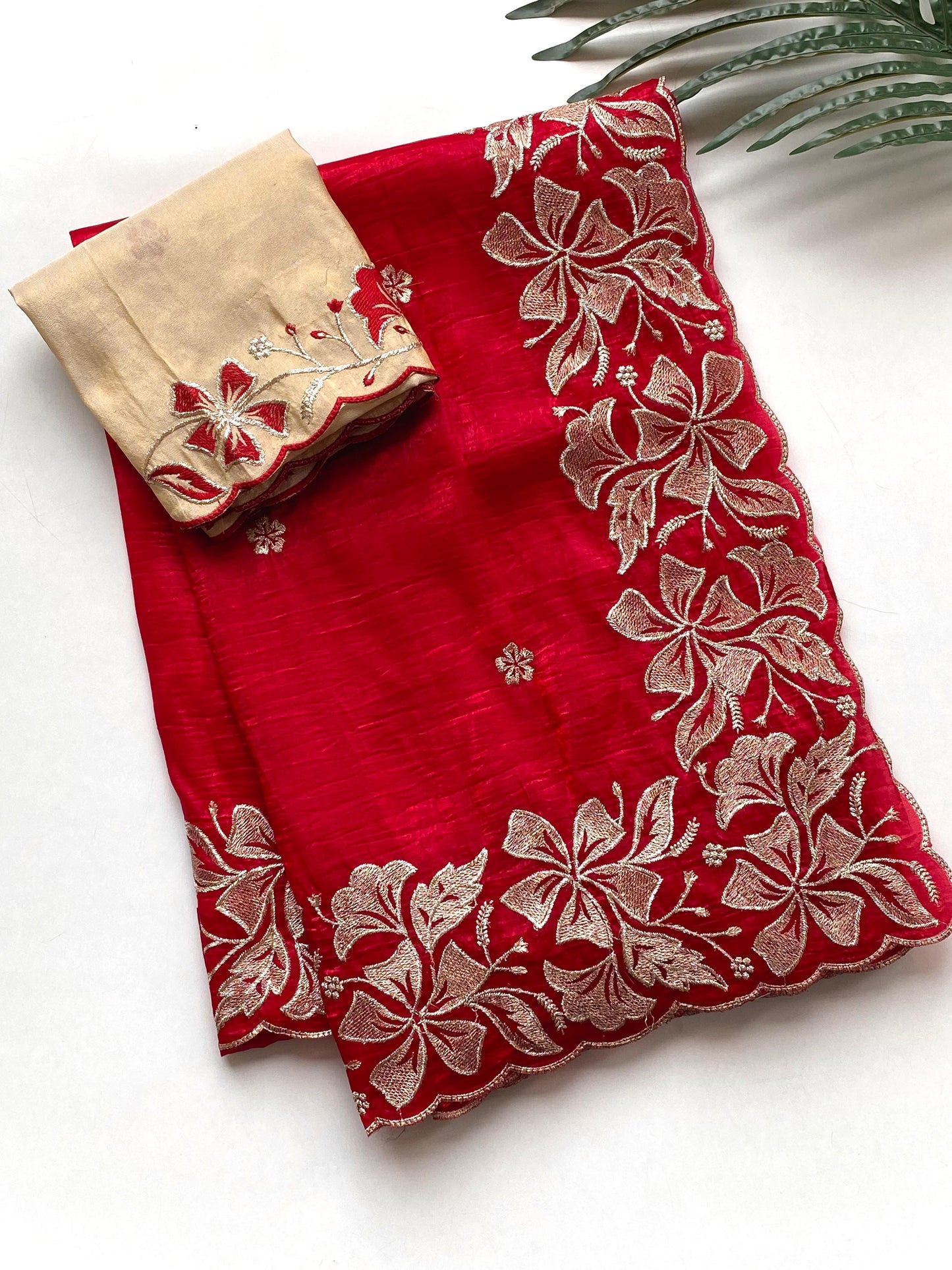 Crush Silk Embroidered Saree