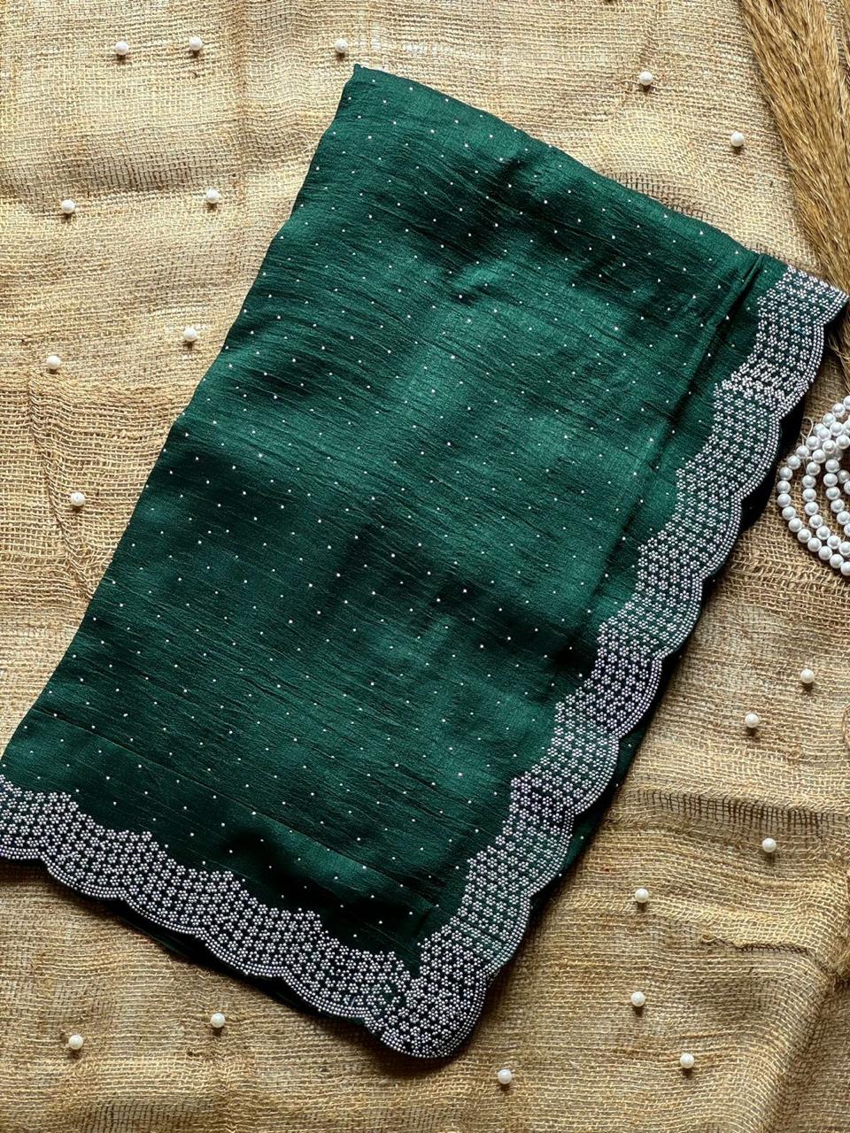 Vichitra Silk Saree with Stone Work
