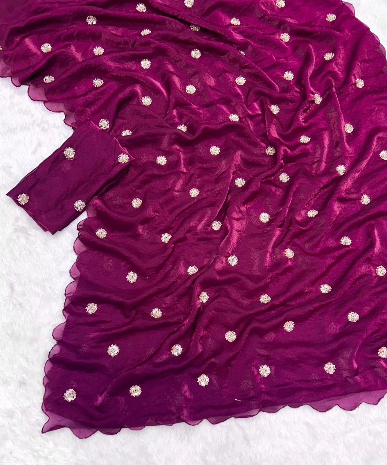 Fandy Satin Saree with Designer Blouse
