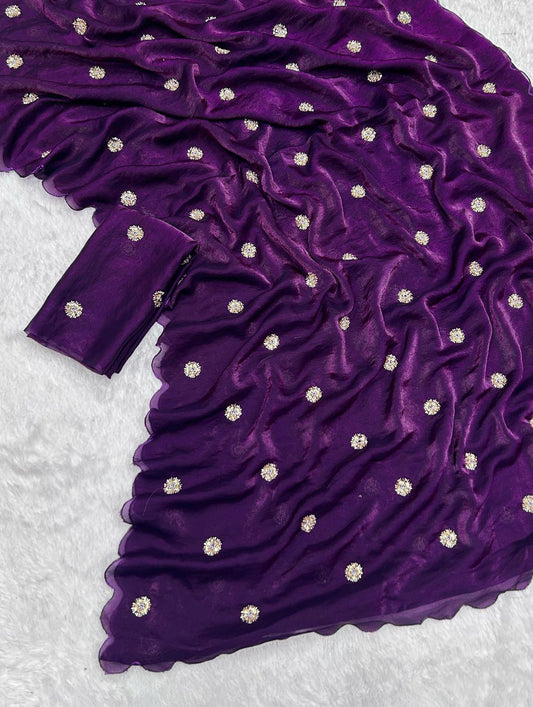Fandy Satin Saree with Designer Blouse