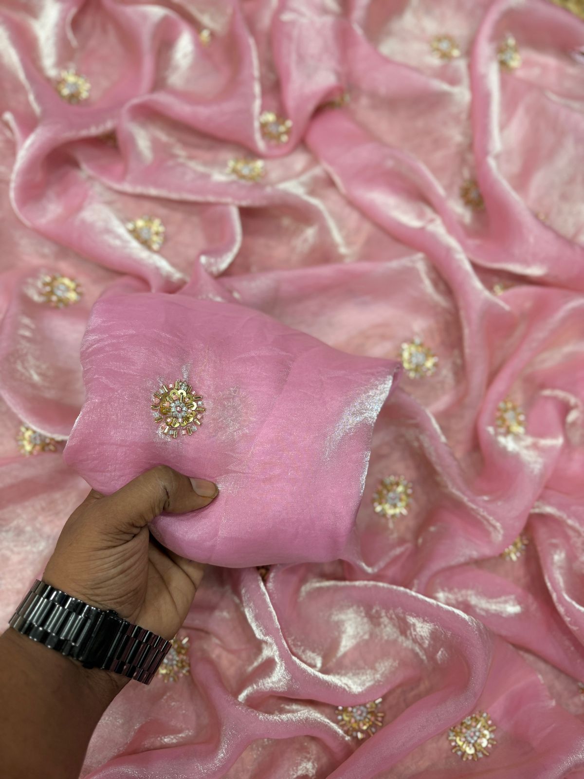 Fandy Satin Saree with Designer Blouse