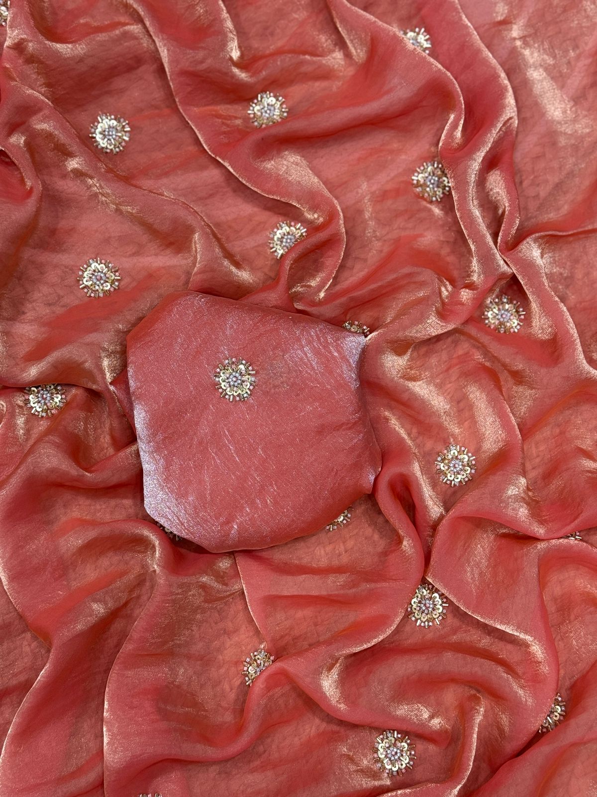 Fandy Satin Saree with Designer Blouse