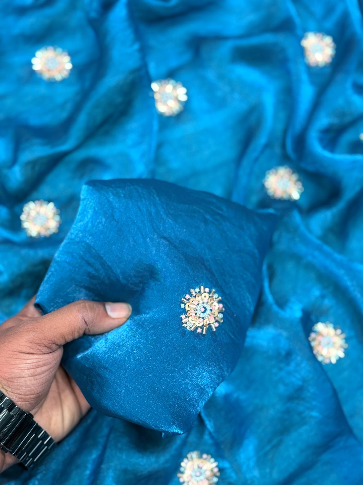 Fandy Satin Saree with Designer Blouse
