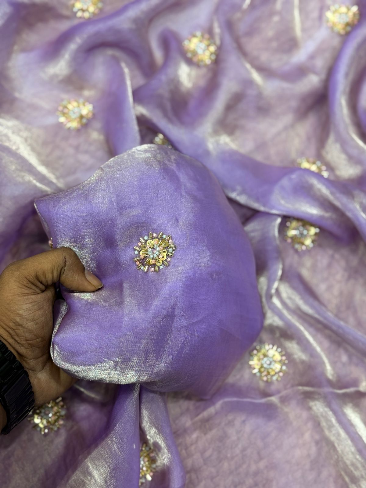 Fandy Satin Saree with Designer Blouse