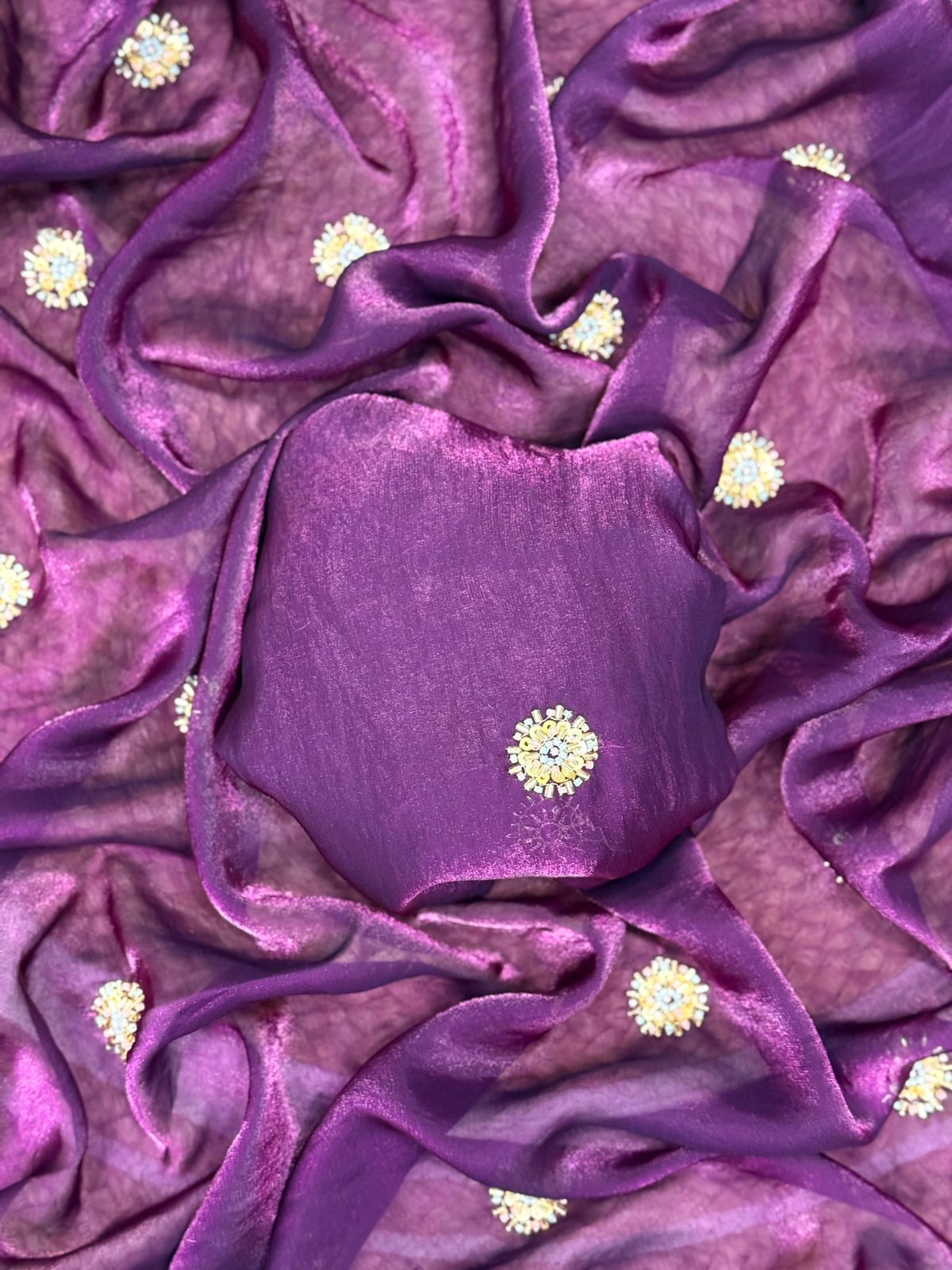 Fandy Satin Saree with Designer Blouse