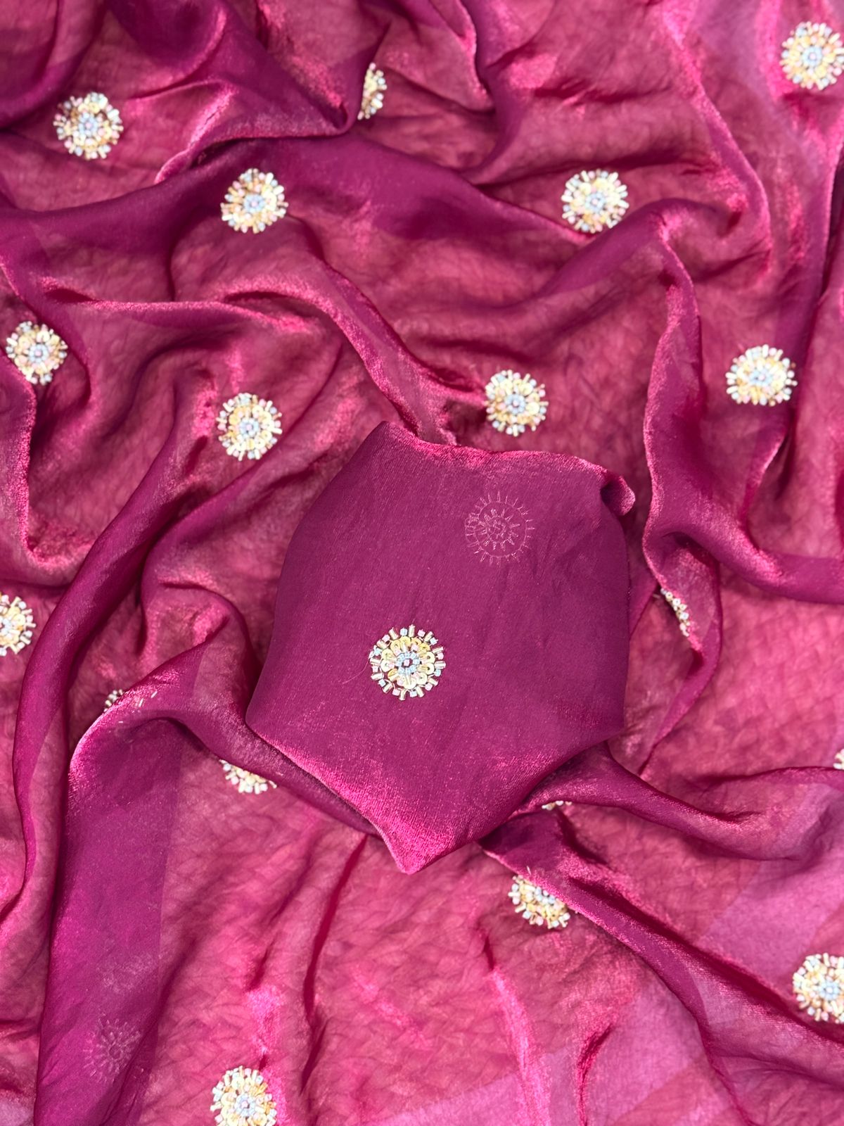 Fandy Satin Saree with Designer Blouse
