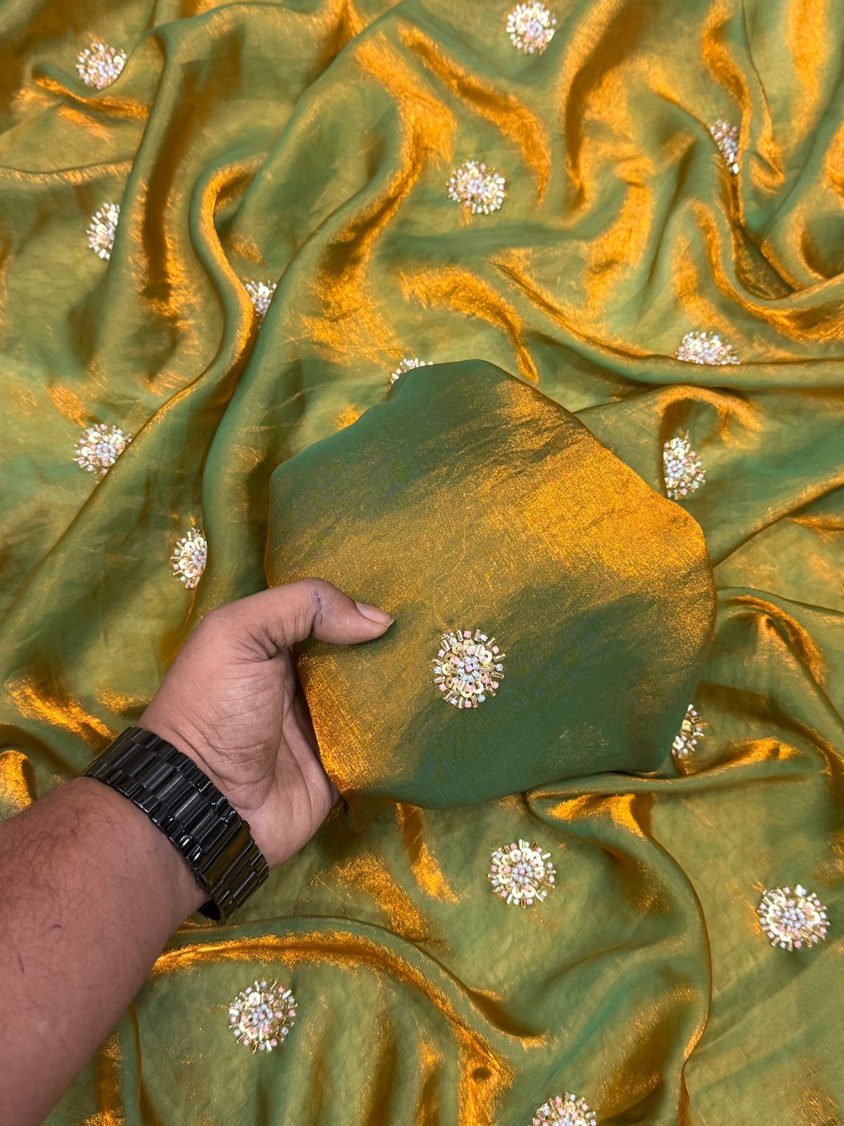 Fandy Satin Saree with Designer Blouse