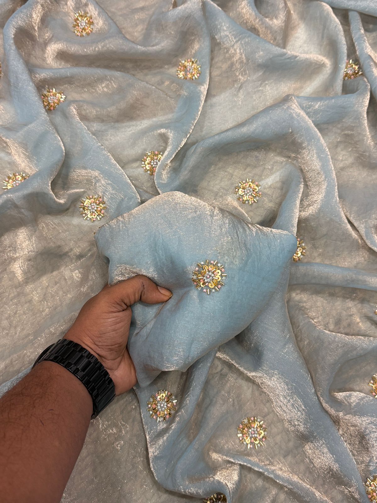 Fandy Satin Saree with Designer Blouse
