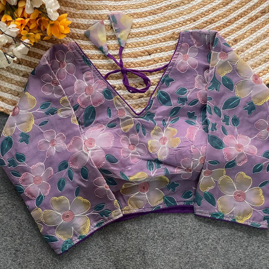 Designer Organza Print Blouse – Multi-Work Position Print