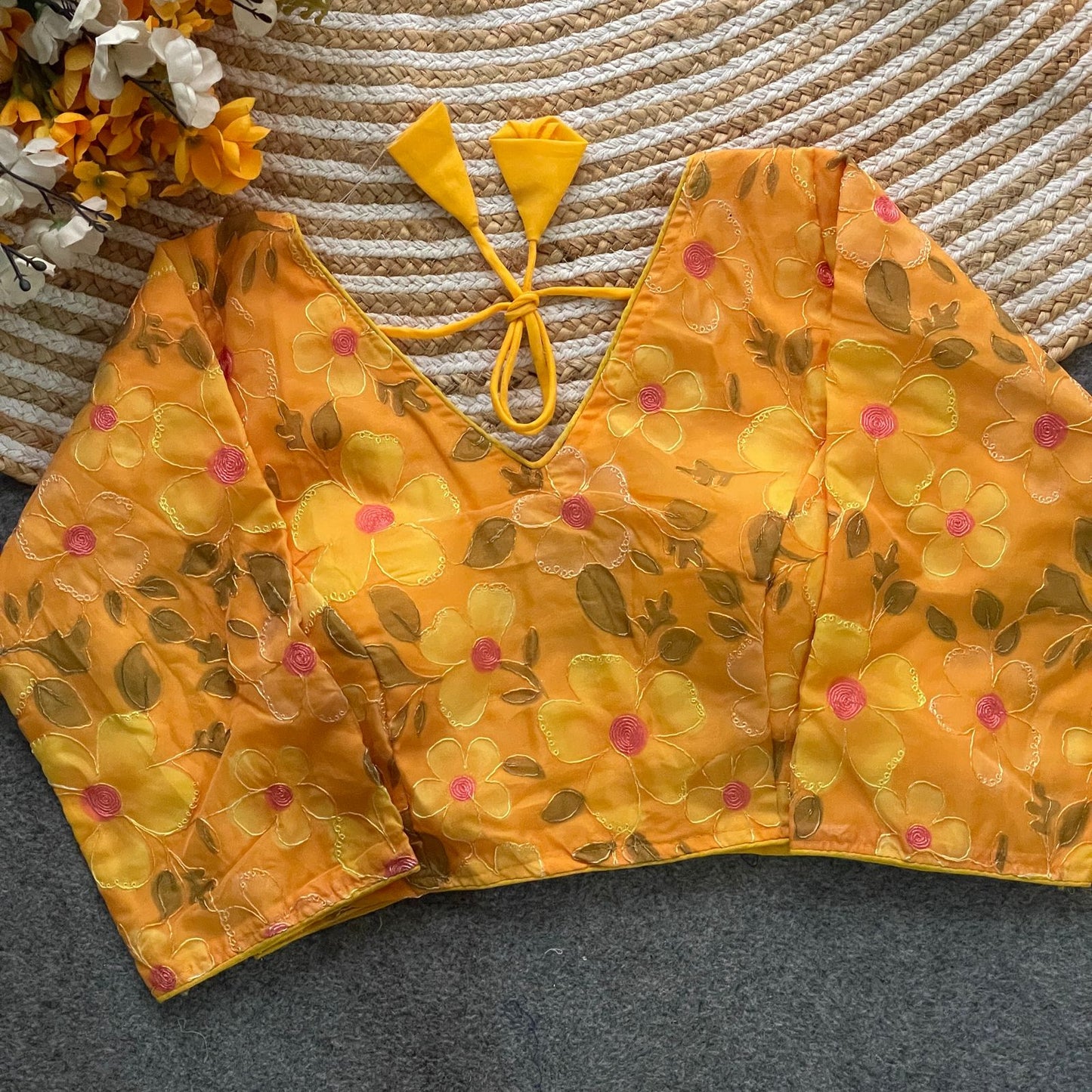 Designer Organza Print Blouse – Multi-Work Position Print