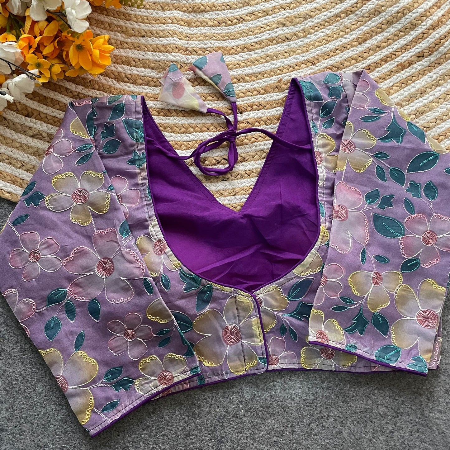 Designer Organza Print Blouse – Multi-Work Position Print