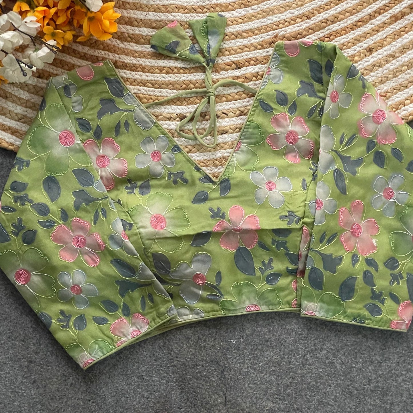 Designer Organza Print Blouse – Multi-Work Position Print