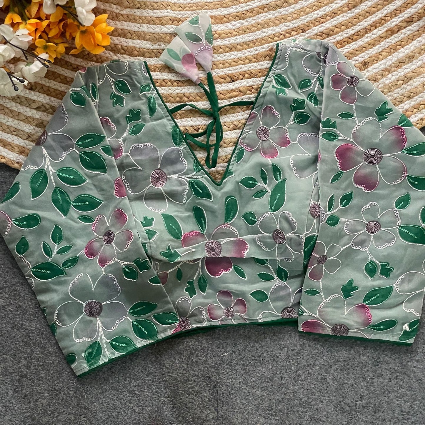 Designer Organza Print Blouse – Multi-Work Position Print