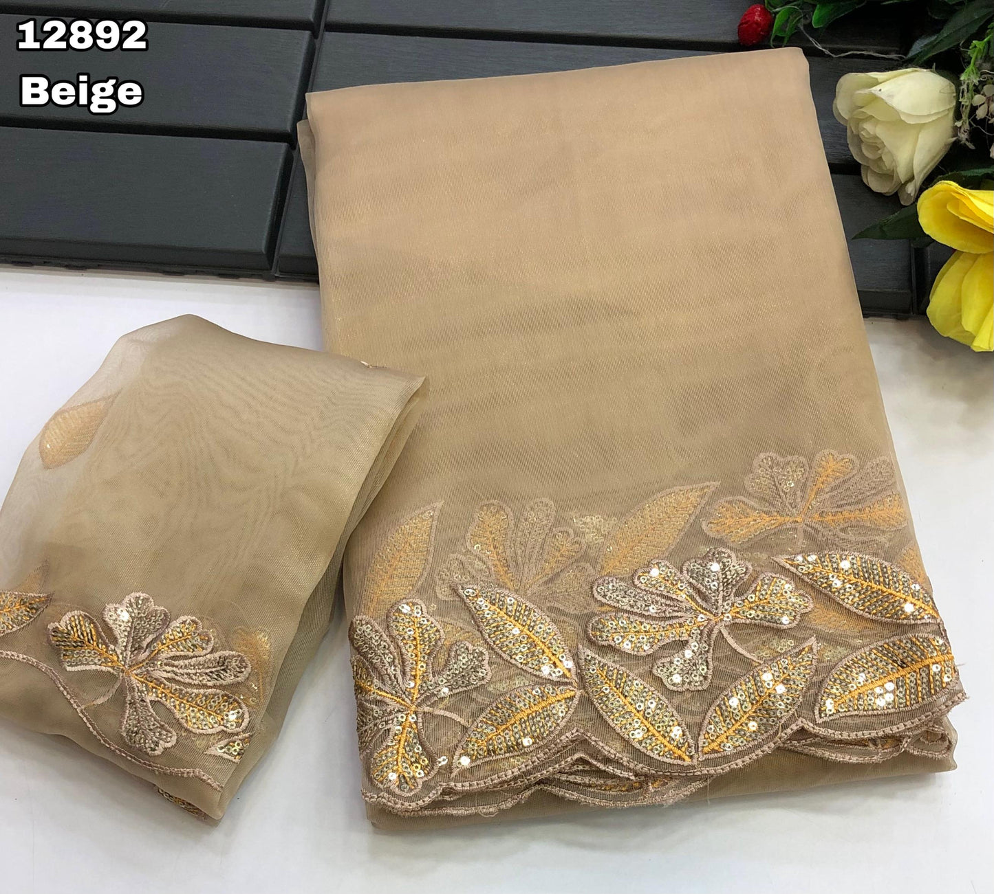 Tissue Silk Gold Embroidery Saree