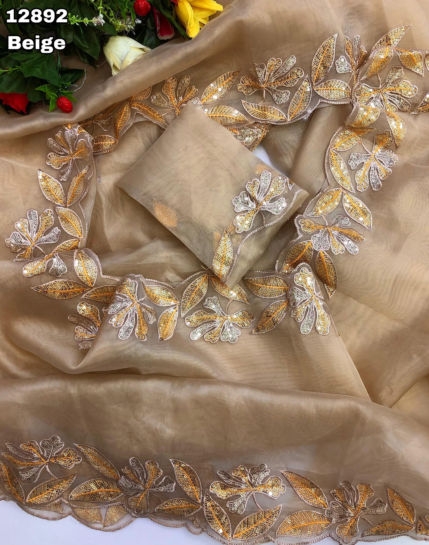 Tissue Silk Gold Embroidery Saree