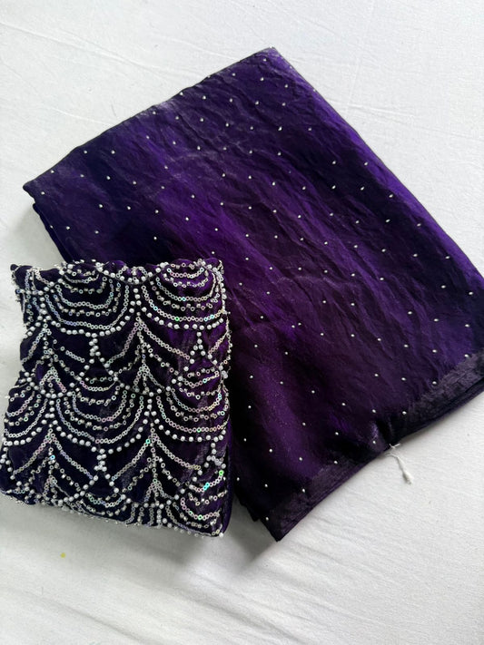 Fendy Satin Dual Shade Saree