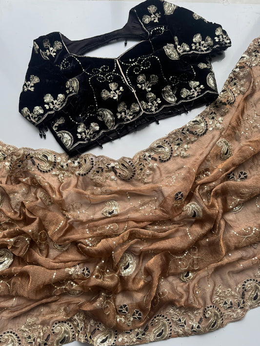 Pure Soft Fendi Chiffon Saree with Two-Tone Effect