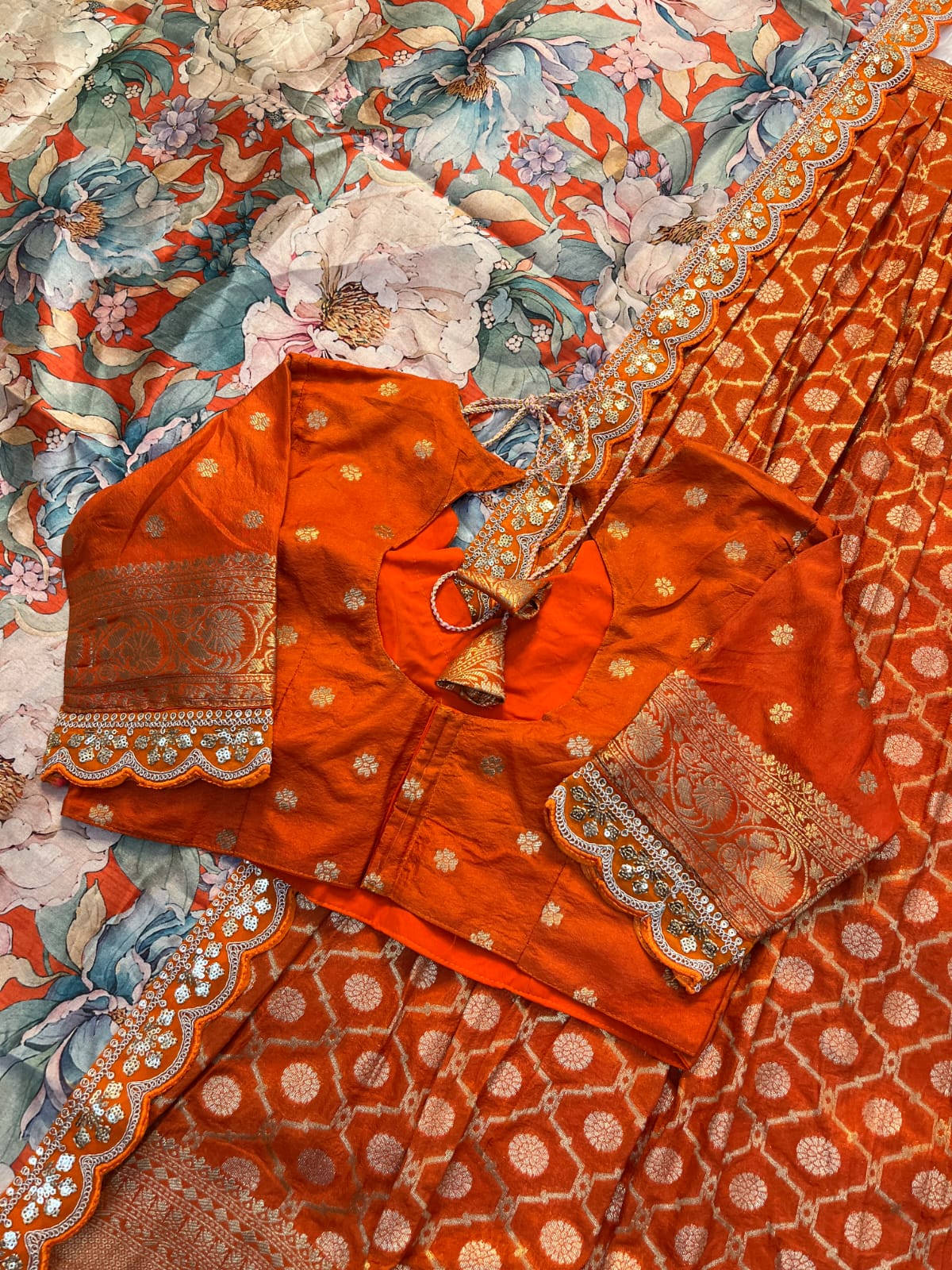 Pure Banarasi Zari Meena Weaved Lehenga Set