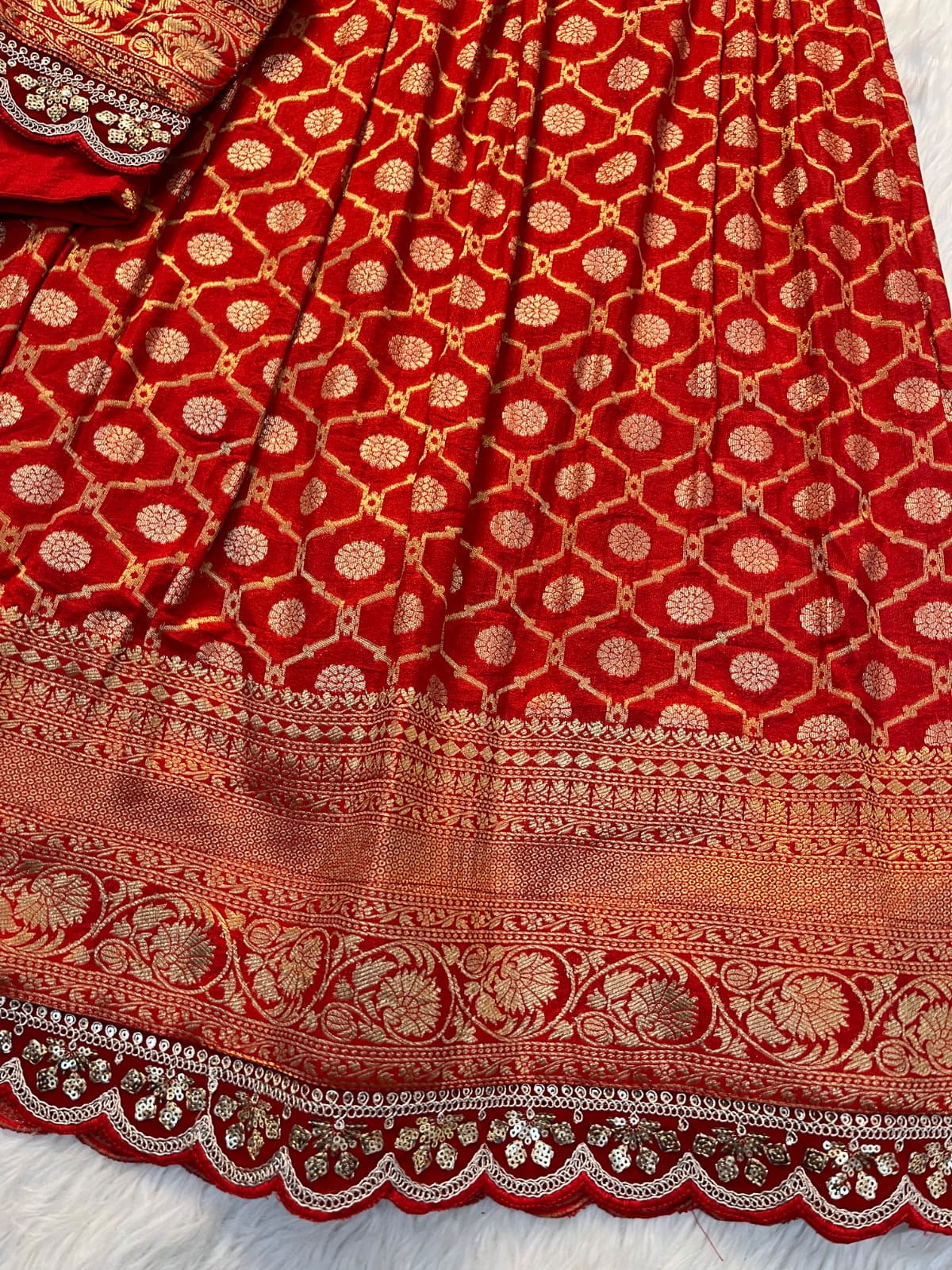 Pure Banarasi Zari Meena Weaved Lehenga Set
