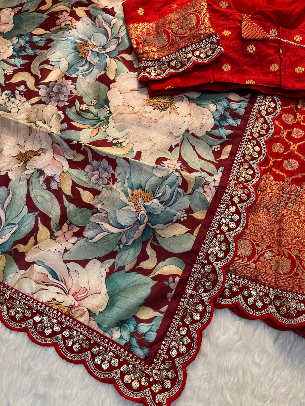 Pure Banarasi Zari Meena Weaved Lehenga Set