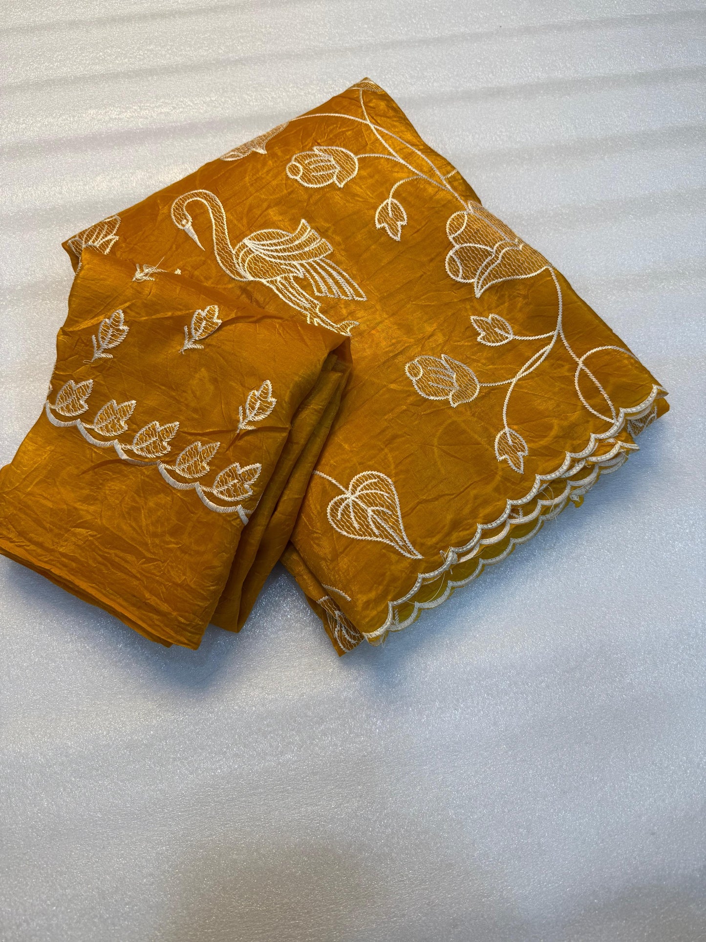 Soft Crunchy Designer Embroidered Saree