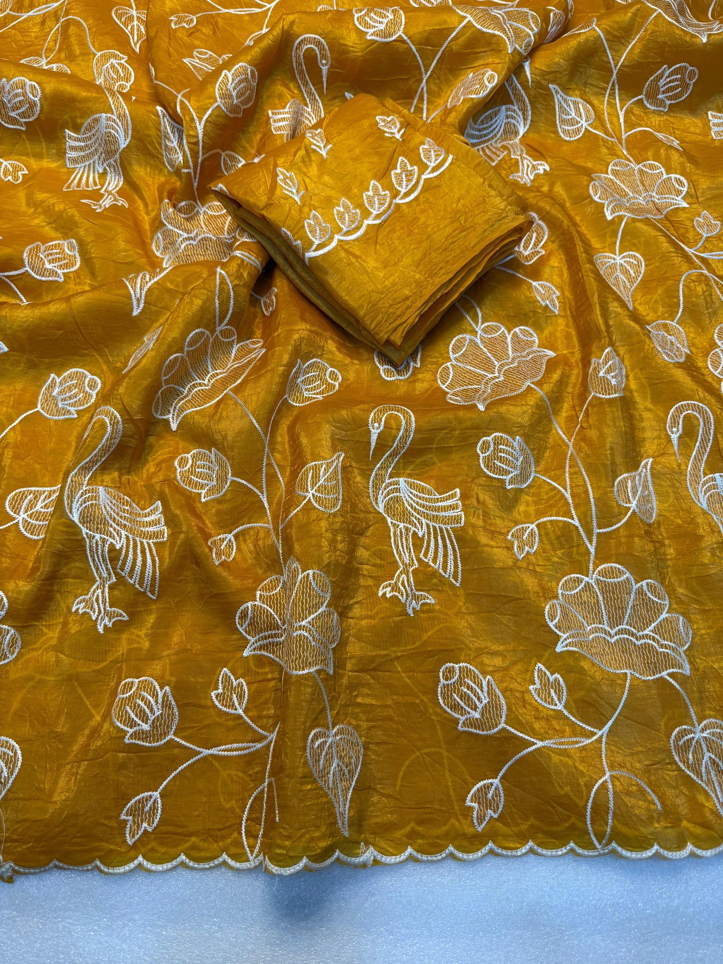 Soft Crunchy Designer Embroidered Saree