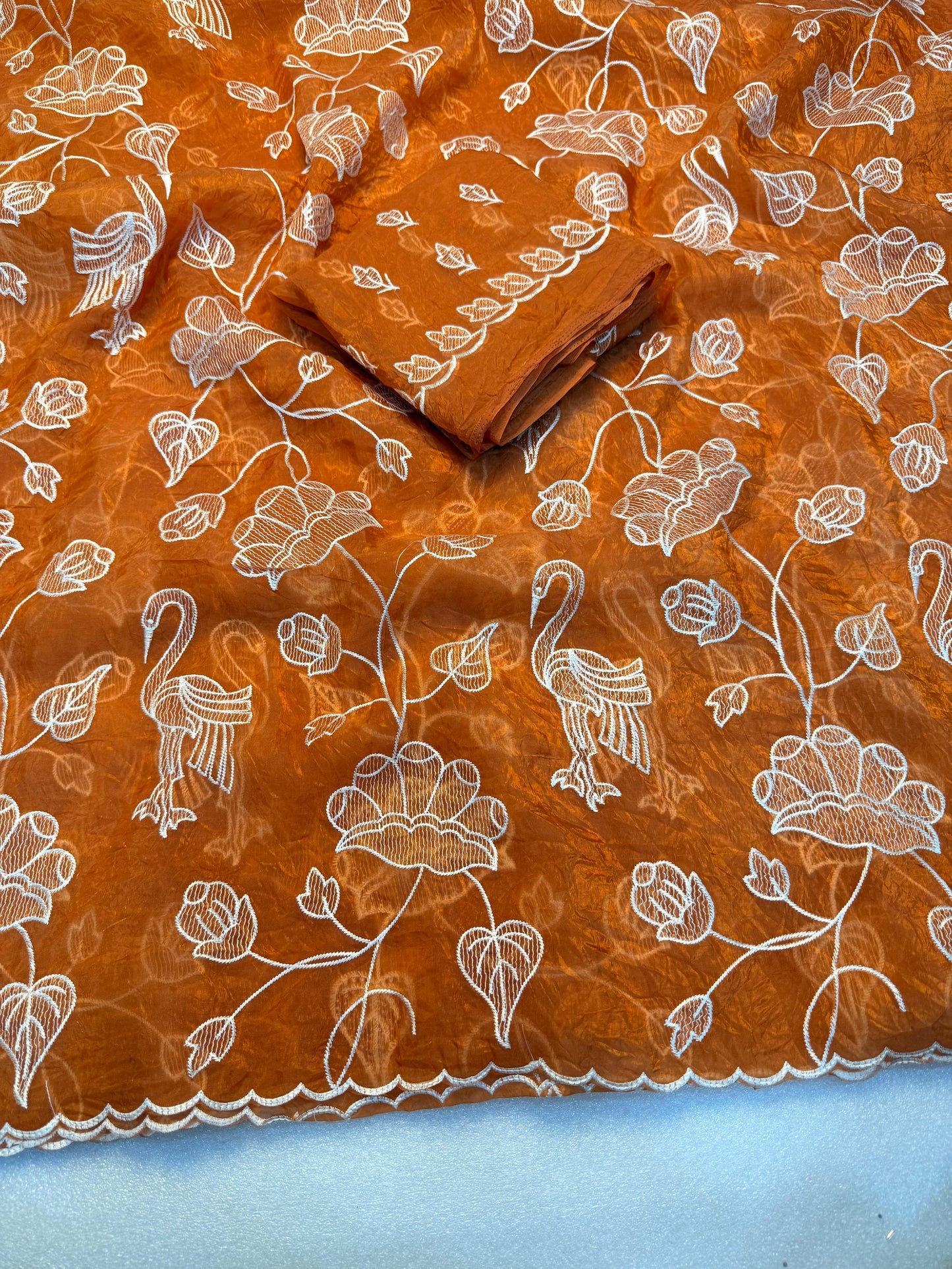 Soft Crunchy Designer Embroidered Saree