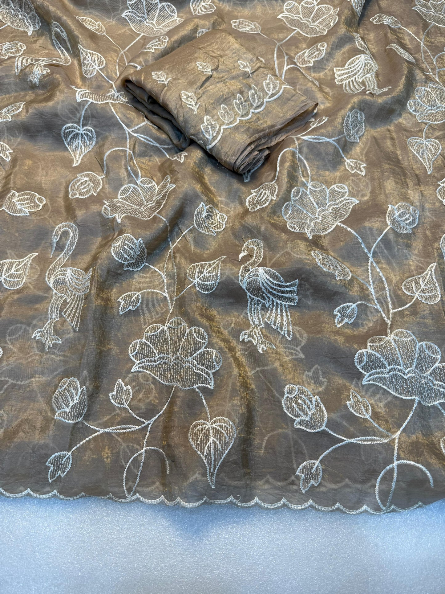 Soft Crunchy Designer Embroidered Saree